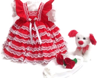 DREAM 0-3 YEARS XMAS GOLD  FRILLY NETTED BABY DRESS AND KNICKERS OR REBORN DOLL 
