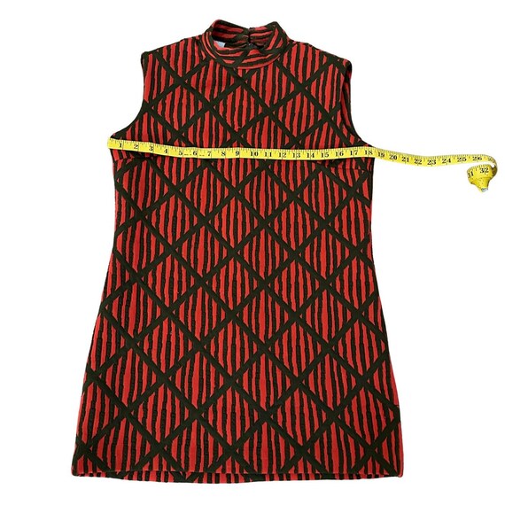 Vintage MOD Shift 60s Mod Geometric Mock Neck Sle… - image 4