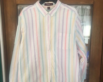 FREE SHIPPING - Striped Pastel Shirt Size 44 / 24W by Charisma II