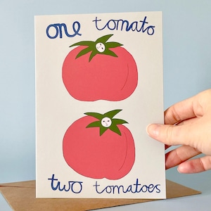 Cartão de Tomate Engraçado: Cartão de Amizade Excêntrico - Feito à Mão na Nova Zelândia