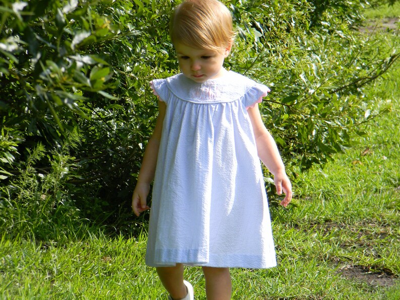 girls blue seersucker dress
