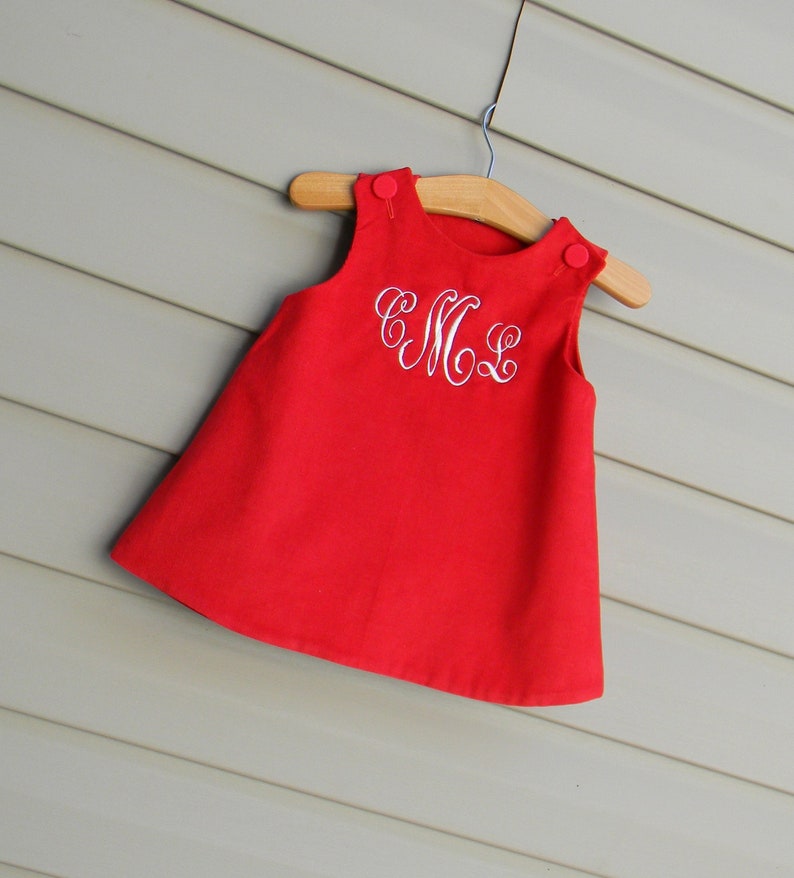 Girls Monogrammed Red Jumper Dress