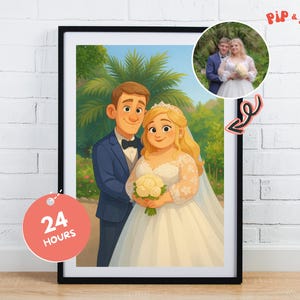 Custom 2D Pixar Style Portrait from Photo, Cartoon Couple Drawing, Custom Art Portrait, Custom Couple Gift, Personalized Digital Couple Gift
