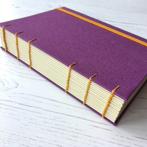 A6 thick journal, lined, blank, dotted, staves, Coptic binding, book cloth