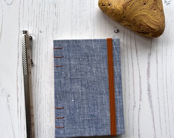 A7 slim blank journal in blue linen