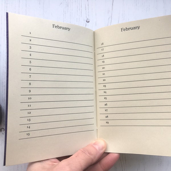 A6 Birthday diary, soft cover, undated monthly calendar, annual planner, anniversary diary, soft cover