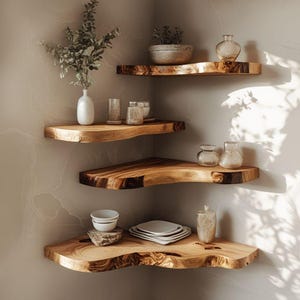 Rustic Teak Root Wood Corner Shelf: Floating Wall Decor