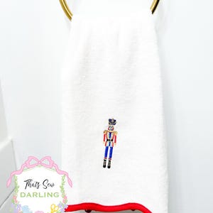 Custom Embroidered Christmas Scallop Hand Towel  | Embroidered Monogram Towel |Nutcracker Christmas Hand Towel | Custom Holiday  Hand Towel