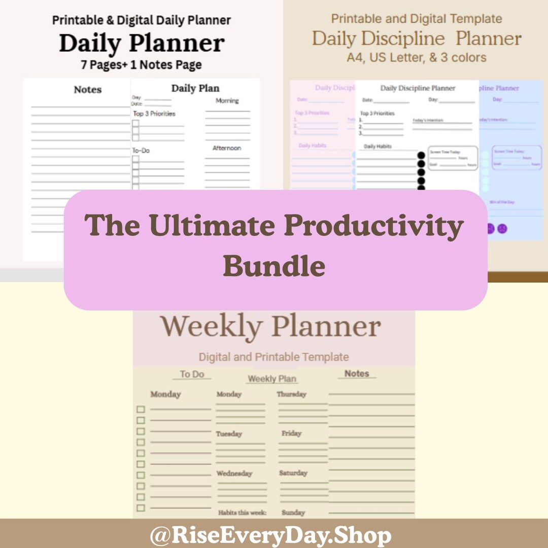 Printable Planner Bundle Daily Weekly Tracker Editable Digital PDF - Etsy