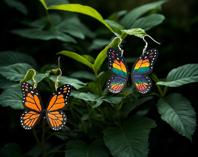 Leather Butterfly Wing Earrings