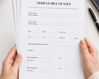 Sjabloon voor verkoopfactuur voertuig, afdrukbaar formulier voor autoverkoop, bewerkbare pdf-bestand autoverkoopcontract, Google Docs, Word Instant Download