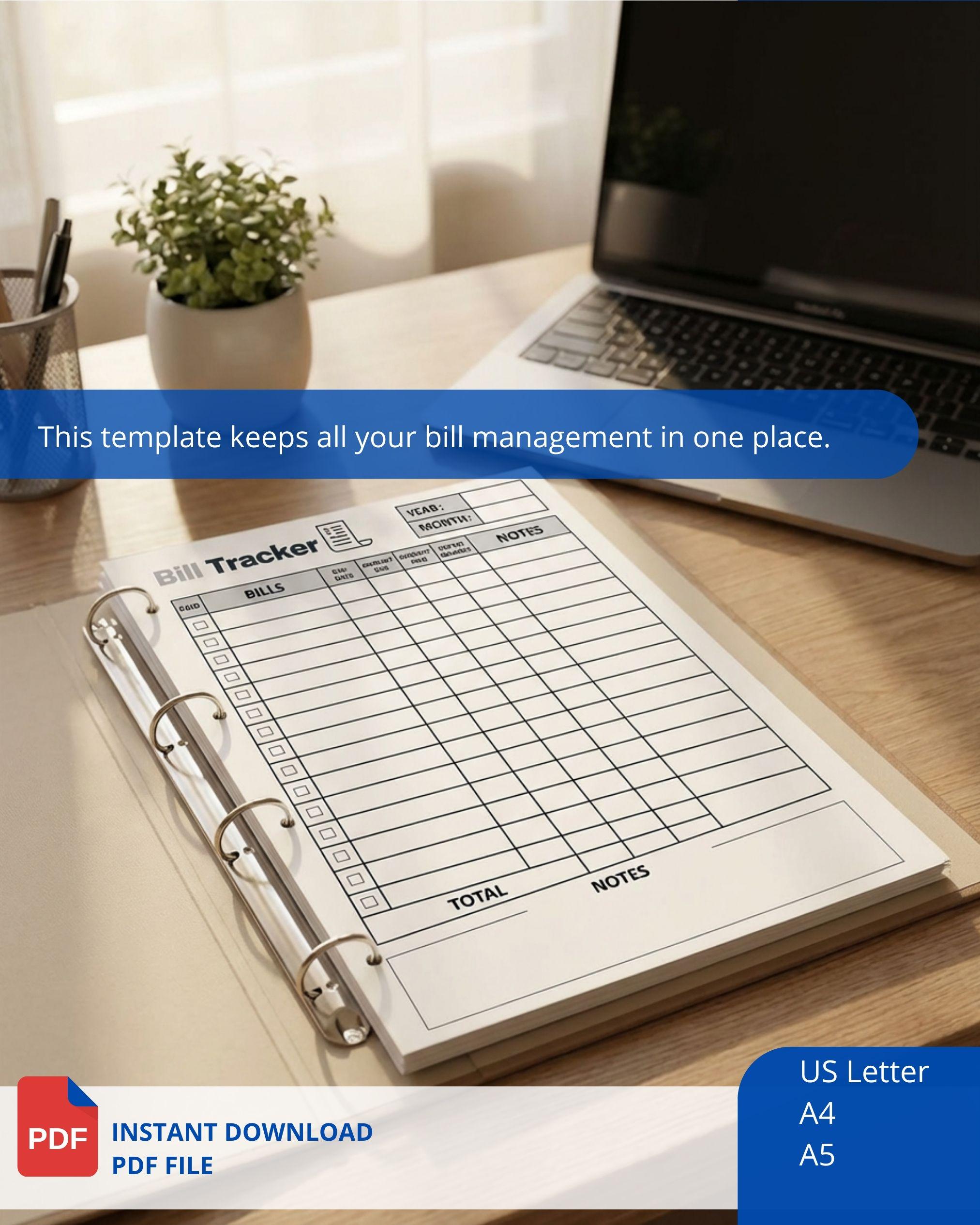 Monthly Bill Tracker Printable Budget Planner & Payment Checklist PDF ...