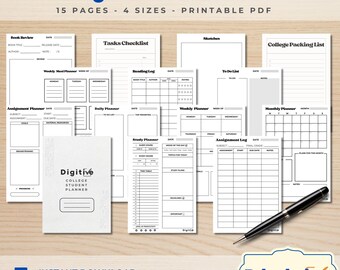 Academic Planner Printable: University Study, Exam & Assignment Tracker (Letter A4 PDF)