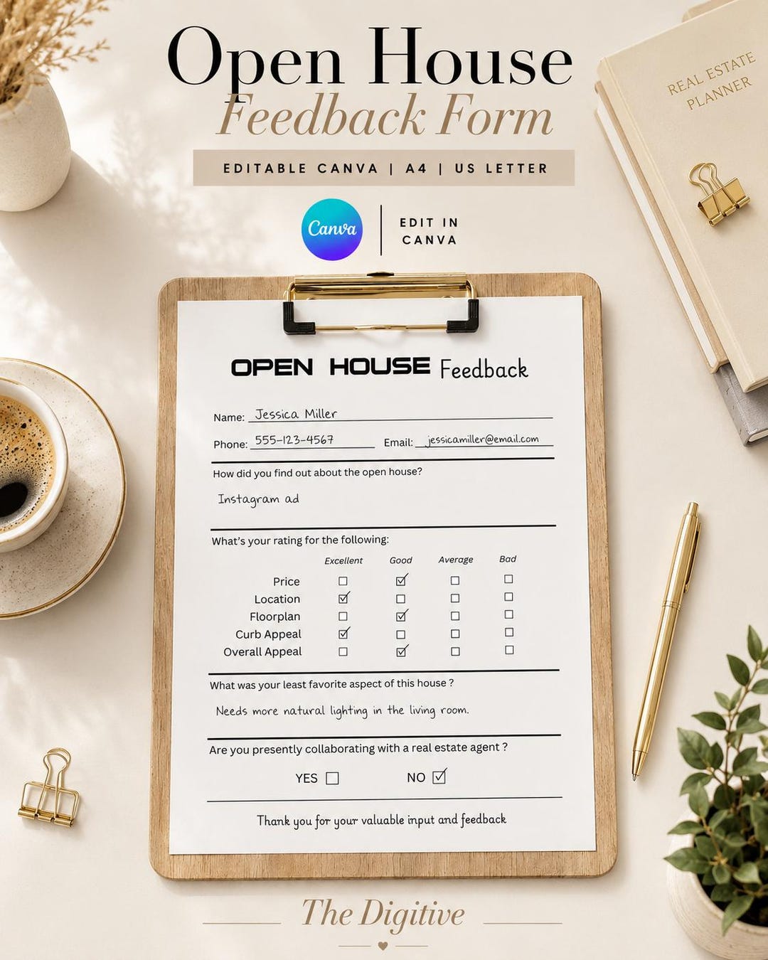 Open House Feedback Form Template, Buyer Feedback Sheet, Realtor Forms ...