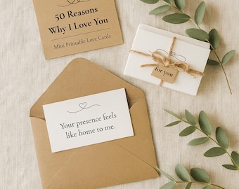 50 Reasons I Love You Cards | Printable Wallet Notes (Instant Download)