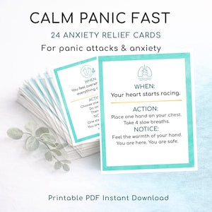Panic Attack Coping Printable – 24 Anxiety Relief Grounding Exercises – Therapy Inspired PDF Instant Download