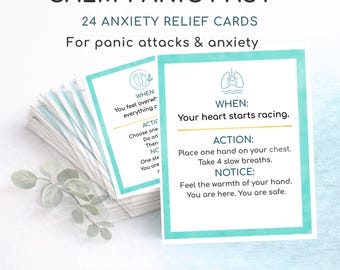 Panic Attack Coping Printable – 24 Anxiety Relief Grounding Exercises – Therapy Inspired PDF Instant Download