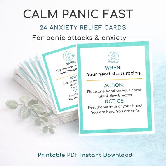Panic Attack Coping Printable – 24 Anxiety Relief Grounding Exercises – Therapy Inspired PDF Instant Download