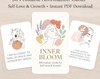 50 Printable Affirmation Cards: Self-Love & Mindfulness (PDF)