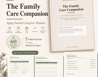 Aging Parent Caregiver Planner | Family Care Coordination Binder (PDF Download)