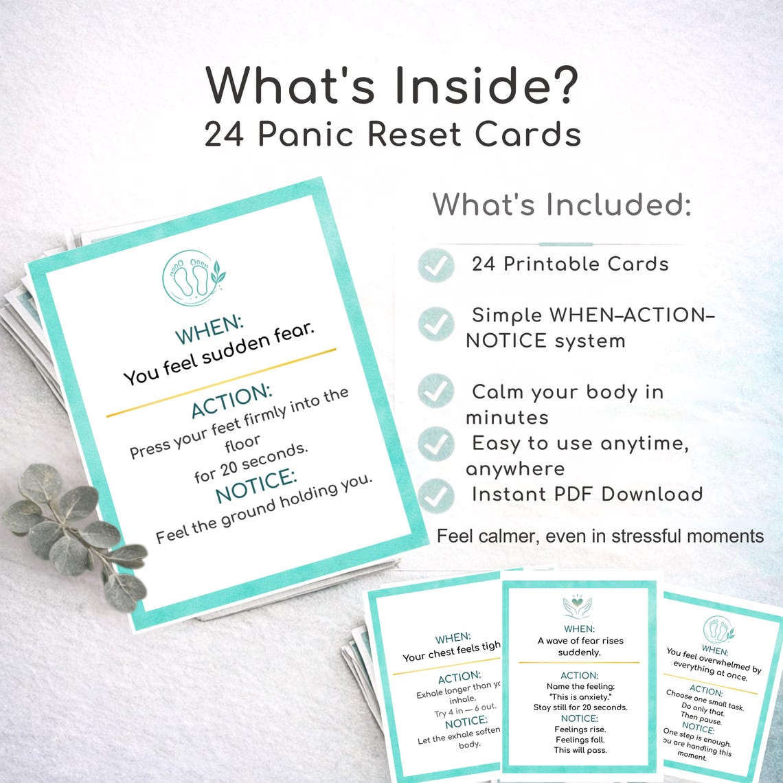 Panic Attack Coping Printable – 24 Anxiety Relief Grounding Exercises ...