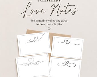 Minimalist Love Notes - 365 Printable Cards (PDF Download)