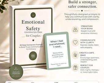 Emotional Safety Conversation Cards for Couples | 88 Deep Connection Prompts for Meaningful Relationships