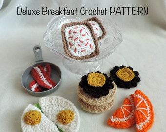 Deluxe Breakfast Play Food crochet PATTERN by Julian Bean