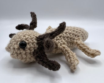 Axolotl - Tan and Brown - Original Crochet Amigurumi by Julian Bean