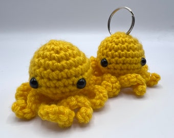 Yellow Octopus - With or Without Keyring - Handmade Crochet by Julian Bean