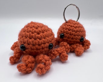 Orange Octopus - With or Without Keyring - Handmade Crochet by Julian Bean