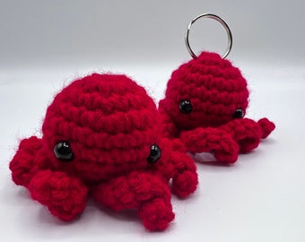 Red Octopus - With or Without Keyring - Handmade Crochet by Julian Bean