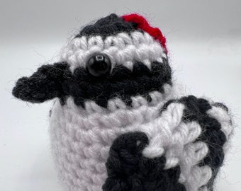 Downy Woodpecker Crochet Bird Amigurumi by Julian Bean