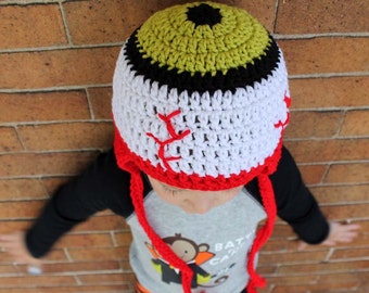 Eye Eyeball Horror Halloween Earflap Hat Beanie for Kids or adult   - You choose the color Accessories by Julian Bean