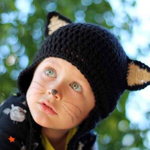 Kids Kitty Cat Halloween Costume Crochet Earflap Hat and Tail Set Childrens Accessories by Julian Bean image 4