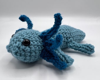 Axolotl - Teal and Blue - Original Crochet Amigurumi by Julian Bean