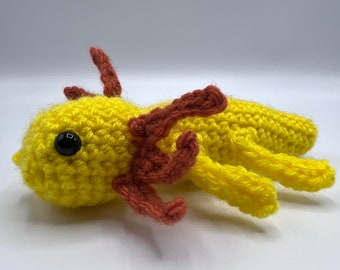 Axolotl -Yellow and Orange - Original Crochet Amigurumi by Julian Bean