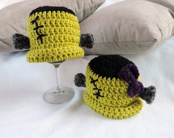 Newborn Frankenstein Halloween Costume Crochet Beanie Hat - Baby Accessories by Julian Bean