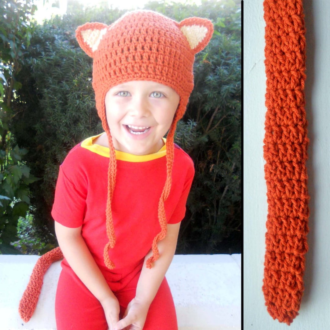 Kids Kitty Cat Halloween Costume in Orange Crochet Earflap Etsy