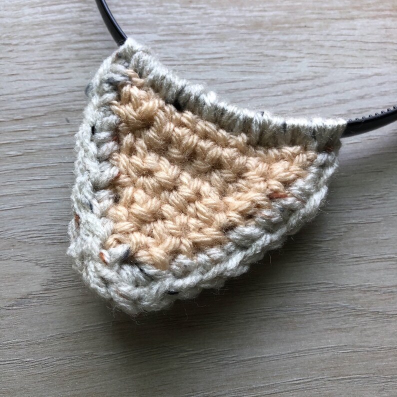 One Size Fits Most Cat Fox or Wolf Animal Ear Headband Heathered Cream Oatmeal and Tan