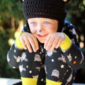 Kids Kitty Cat Halloween Costume Crochet Earflap Hat and Tail Set Childrens Accessories by Julian Bean image 3