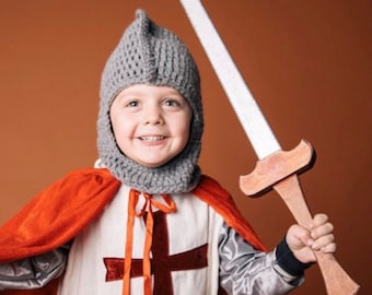 Kids or Adult Knight Helmet Crochet Earflap Hat - Childrens Accessories by Julian Bean