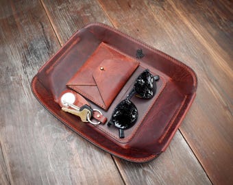 Handsewn Stiff Valet Tray | catch-all | key tray | table organizer | horoz craftworks