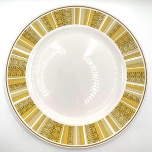 Franciscan Antigua 10" Dinner Plate – Mid Century Modern Japan Whitestone Ware – MCM Yellow Brown Geometric Stoneware