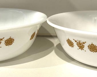 Vintage Corelle Butterfly Gold Cereal Bowls – 6.25” Corning Livingware – Set of 2 Retro Kitchenware