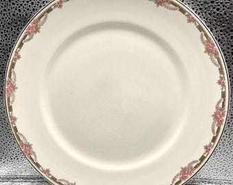 Vintage Alfred Meakin Overland Dinner Plate – Pink Floral & Gold Trim – Crazing – English China – 10&quot; – No Chips or Cracks