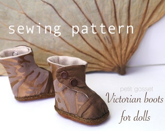 Viktorianische Puppenschuhe Schnittmuster: DIY Stiefel mit Knöpfen (PDF Pattern)