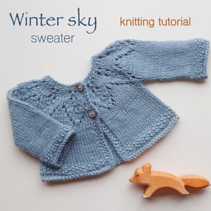 Winter Sky Sweater, PDF Knitting Pattern, Sweater Knitting Tutorial, DIY, Waldorf Doll Clothing Pattern