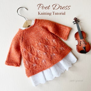 Poet Dress, PDF Knitting Pattern, Dress Knitting Tutorial, DIY, Waldorf Doll Clothing Pattern