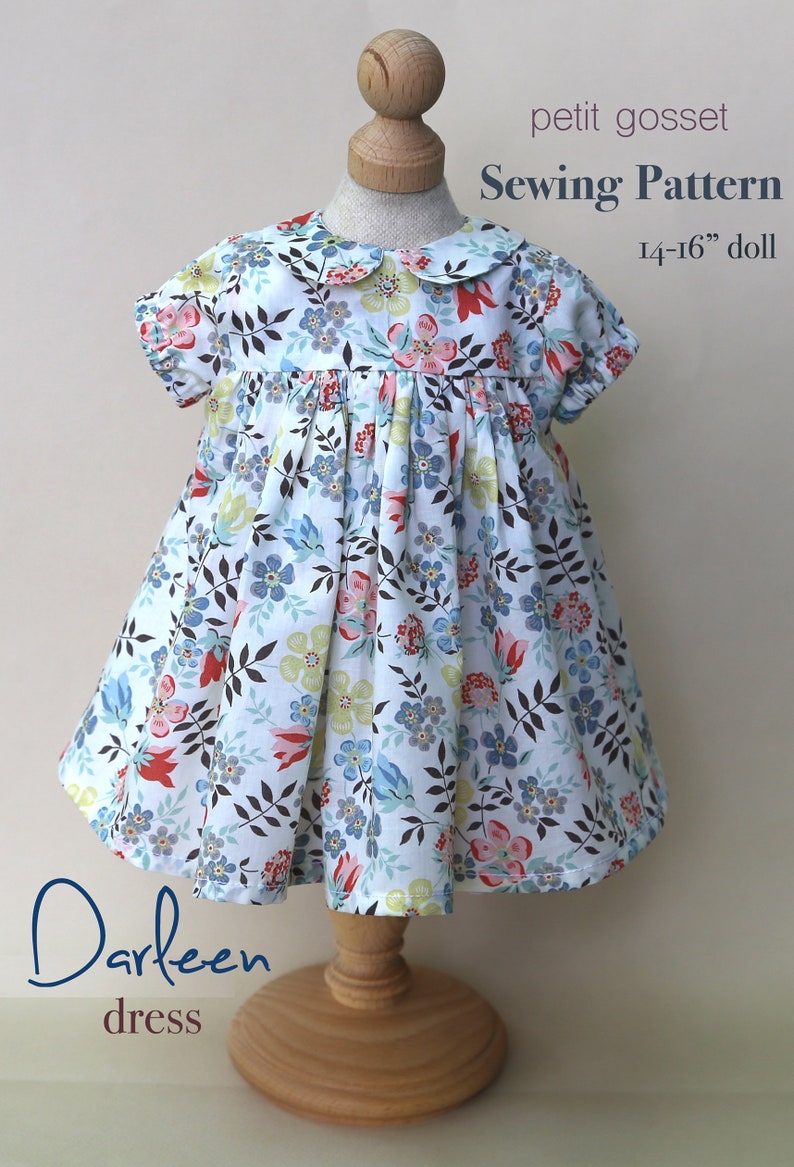 Darleen Dress , Doll Clothing, PDF Sewing Pattern, Dress Sewing Tutorial, DIY, Waldorf Doll Clothing Pattern image 1